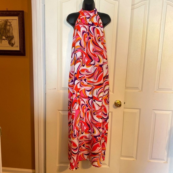 Express Dresses & Skirts - “EXPRESS” Retro Swirl Halter Neck Maxi Dress